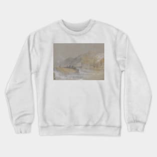 Foul by God- River Landscape with Anglers Fishing From a Weir by J.M.W. Turner Crewneck Sweatshirt